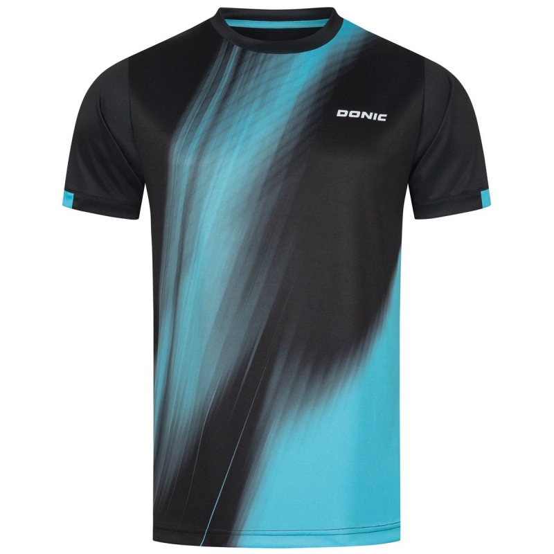 Donic T-Shirt Cream zwart-lichtblauw