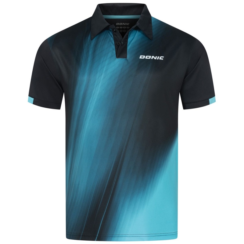Donic Shirt Fire zwart-lichtblauw