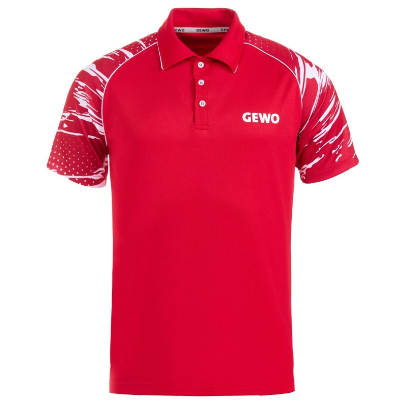 Gewo Shirt Marmo II rood-wit