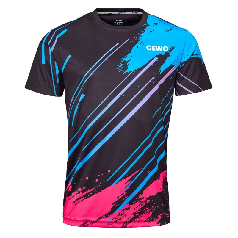 Gewo T-Shirt Santo zwart-blauw-roze