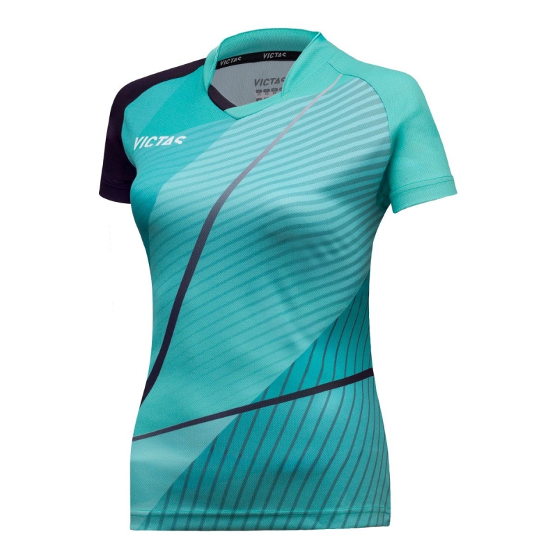 Victas V-Ladyshirt 237 muntgroen-zwart