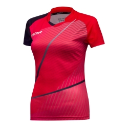 Victas V-Ladyshirt 237 rood-zwart