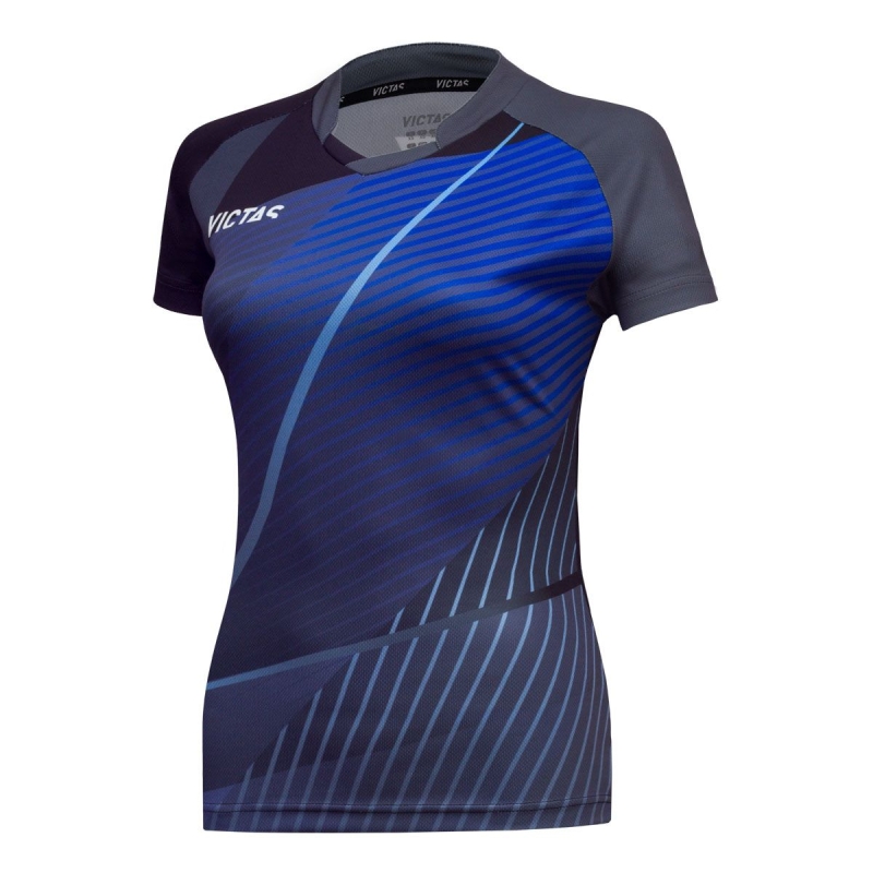 Victas V-Ladyshirt 237 zwart-blauw